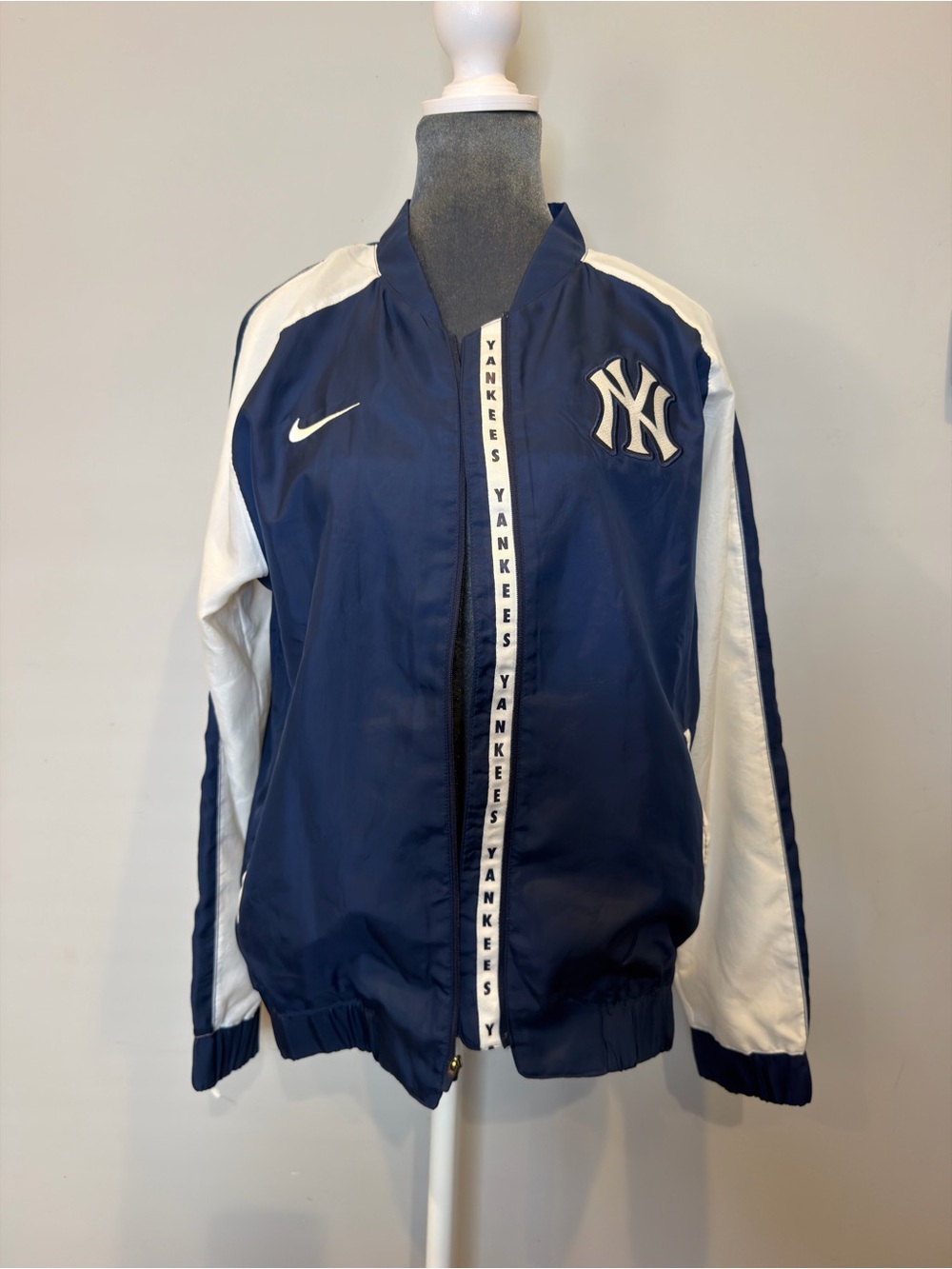Nike Navy and White Bomber Jacket with Team Patch